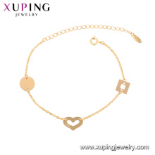 75777 xuping 18 K chapado en oro forma de corazón elegante estilo pulsera de moda para las mujeres